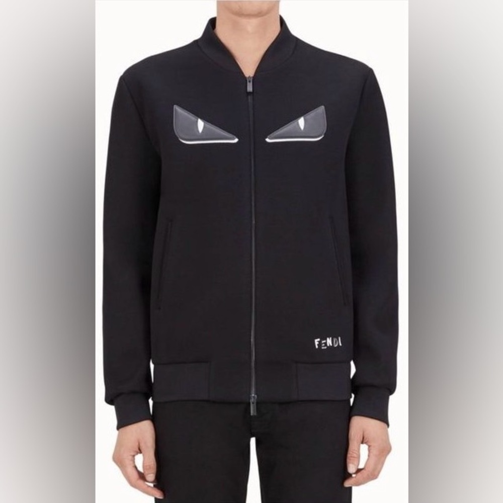 Fendi Black Jacket with Monster Eyes Sz. 54 Authentic & NWT